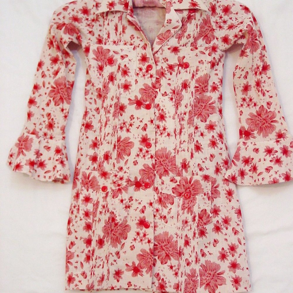 Girl's ROSIR Guayabera  Mexican Wedding Shirt Dress Red 2 NWOT